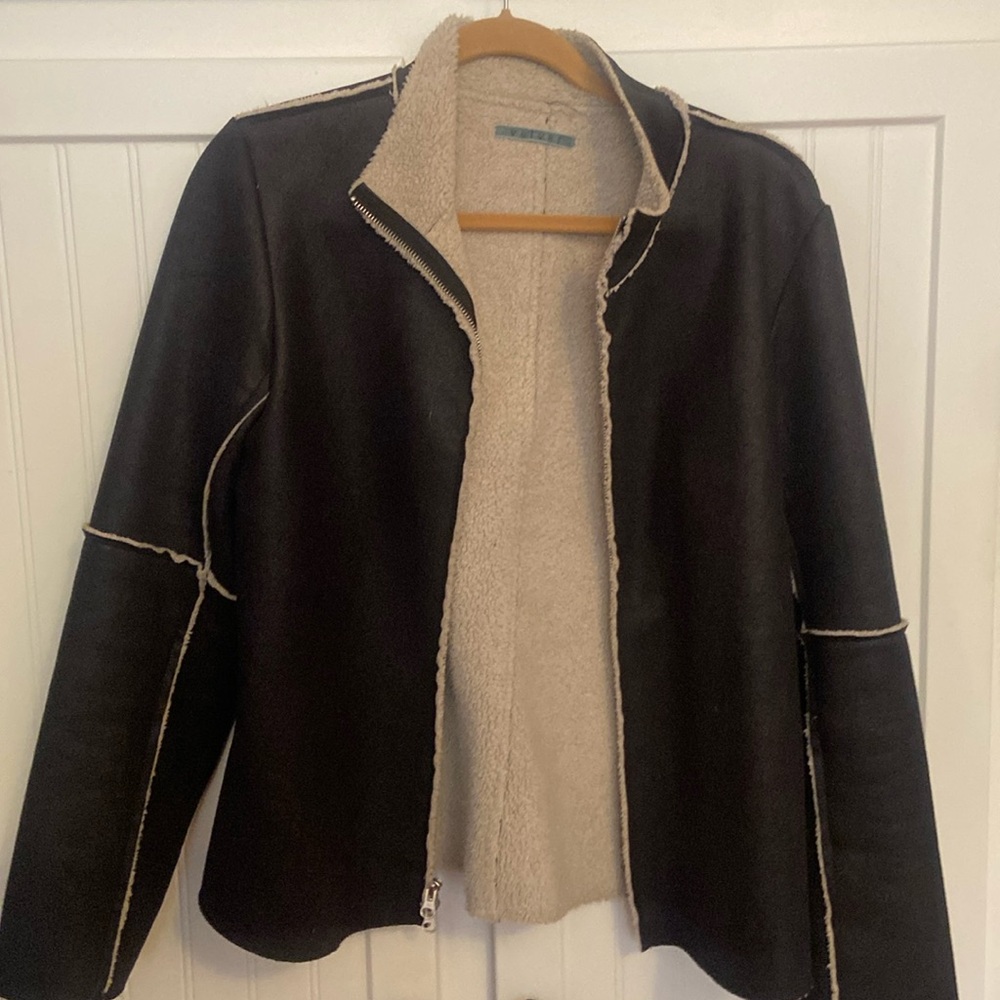 Dark brown suede look jacket